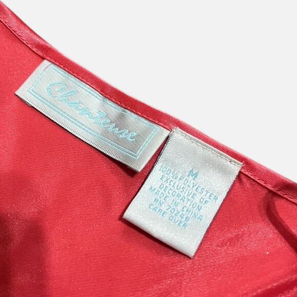 VTG Y2K Chanteuse Bright Coral & Hot Pink Floral Lace Satin Maxi Slip Dress M - Picture 7 of 7